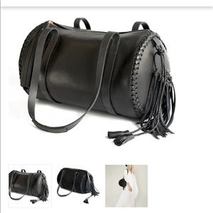 Wendy Nichol Black Leather Duffle Bag, tote, purse